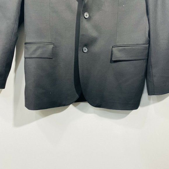 Express Mens Blazer suit Coat size 44R Black Stretch Wool Blend 2 Button - Picture 4 of 8
